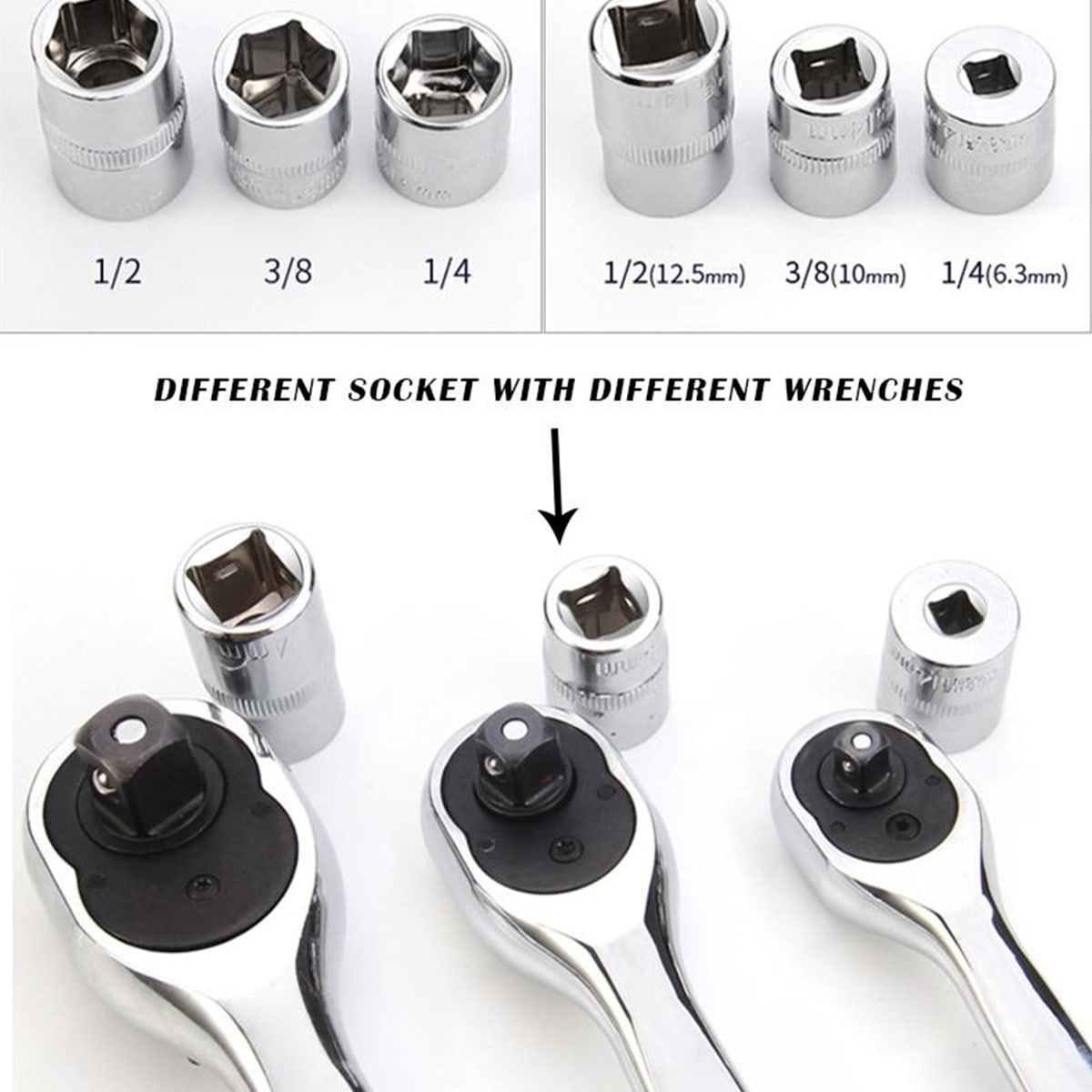 78件套1/2 和1/4和3/8英寸套筒套装棘轮扳手套装汽车工具包汽车维修工具套装 details